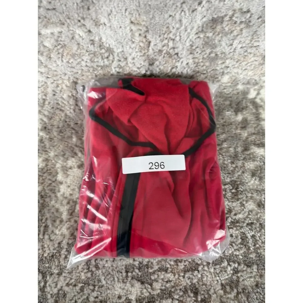 BCBGMaxazria Womens Size M Rhinestone Hooded Full Zip Sweater Red Long Sleeve‎